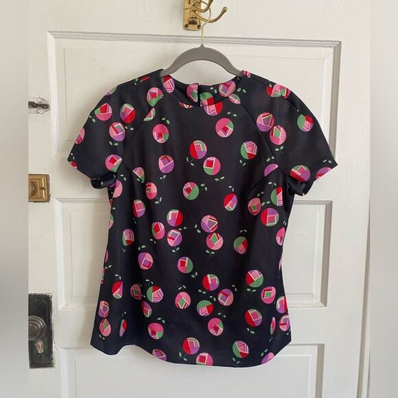 Retro Stylish Black and Pink Patterned Vintage Top Size Small - Picture 1 of 4